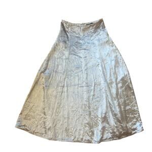 House of Harlow Silver Crushed Velvet A-Line Midi Skirt Size 26